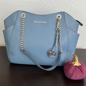 Michael Kors Women's Jet Set Travel Saffiano Leather Chain Shoulder Tote